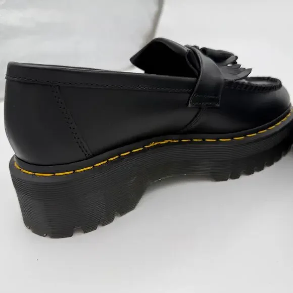 Dr. Martens Unisex Adrian Quad Black Leather Platform Loafers - Size 10 Men's - Picture 11 of 16